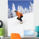 Snowboarder Going Down Snowy Hill Wall Mural