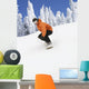 Snowboarder Going Down Snowy Hill Wall Mural
