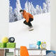 Snowboarder Going Down Snowy Hill Wall Mural