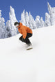 Snowboarder Going Down Snowy Hill Wall Mural