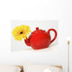 Yellow Flower In A Red Teapot Wall Mural