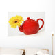 Yellow Flower In A Red Teapot Wall Mural