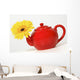 Yellow Flower In A Red Teapot Wall Mural