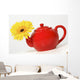 Yellow Flower In A Red Teapot Wall Mural