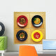 Four Plates Of Different Foods Wall Mural