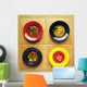 Four Plates Of Different Foods Wall Mural