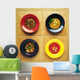 Four Plates Of Different Foods Wall Mural