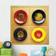 Four Plates Of Different Foods Wall Mural