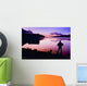 Silhouette Of A Man At A Mountain Lake Wall Mural