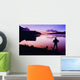 Silhouette Of A Man At A Mountain Lake Wall Mural