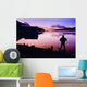 Silhouette Of A Man At A Mountain Lake Wall Mural