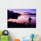 Silhouette Of A Man At A Mountain Lake Wall Mural