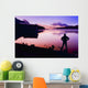 Silhouette Of A Man At A Mountain Lake Wall Mural