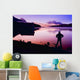 Silhouette Of A Man At A Mountain Lake Wall Mural
