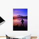 Silhouette Of A Man At A Mountain Lake Wall Mural