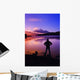 Silhouette Of A Man At A Mountain Lake Wall Mural