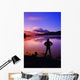 Silhouette Of A Man At A Mountain Lake Wall Mural