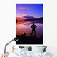 Silhouette Of A Man At A Mountain Lake Wall Mural