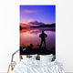 Silhouette Of A Man At A Mountain Lake Wall Mural
