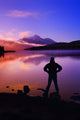 Silhouette Of A Man At A Mountain Lake Wall Mural