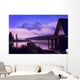 Cabin Boathouse And Foggy Sunrise Over Mountain Lake Wall Mural