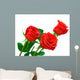 Three Bright Red Roses on White Background Wall Decal