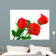 Three Bright Red Roses on White Background Wall Decal