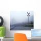 Railway Crossing In The Fog Wall Mural