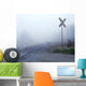 Railway Crossing In The Fog Wall Mural