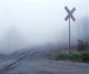 Railway Crossing In The Fog Wall Mural
