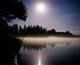 Moonlight On Misty Lake Wall Mural