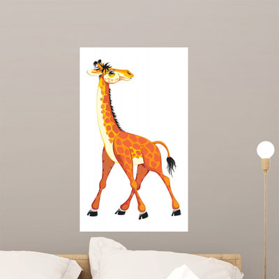 Giraffe Wall Decal shown on a wall
