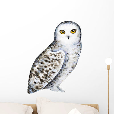 Snowy Owl Wall Decal shown on a wall