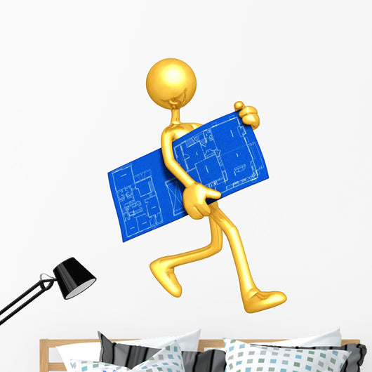 Home Construction Blueprint Wall Decal
