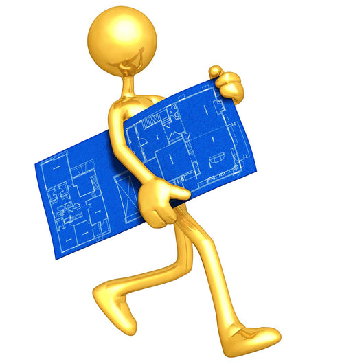 Gold Guy With Home Construction Blueprint Wall Decal