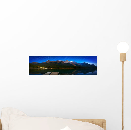 Starry Night Panoramic Of Mountains And Lake Wall Mural