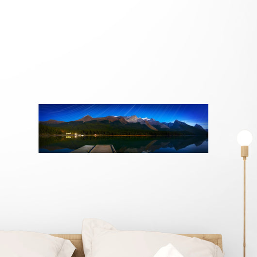 Starry Night Panoramic Of Mountains And Lake Wall Mural