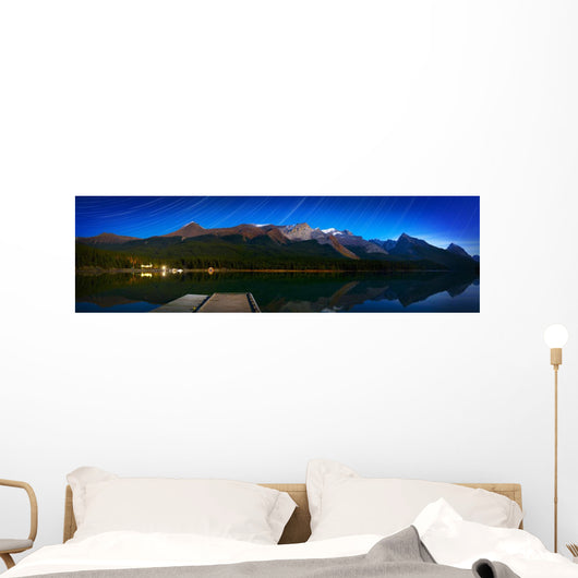 Starry Night Panoramic Of Mountains And Lake Wall Mural