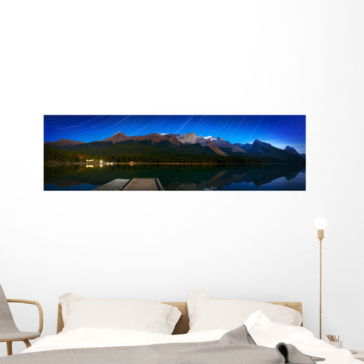 Starry Night Panoramic Of Mountains And Lake Wall Mural