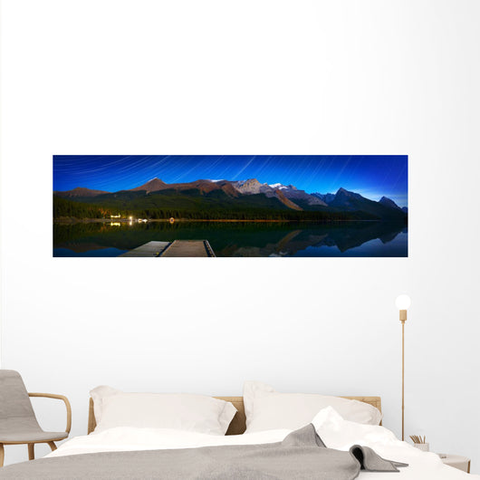 Starry Night Panoramic Of Mountains And Lake Wall Mural