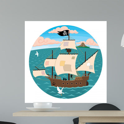 Pirate Ship shown on a wall