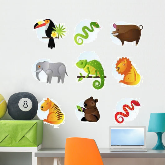 Bright Jungle Animals Set Wall Decal