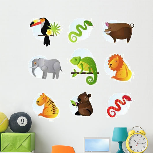 Bright Jungle Animals Set Wall Decal