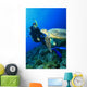 Turtle meets Scuba Diver Wall Mural