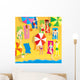 Beach scene, group of people sunbathing. Vector illustration. Wall Mural