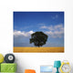 Oak Tree In A Barley Field Wall Mural