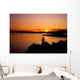 Angler At Sunset, Roaring Water Bay, Co Cork, Ireland Wall Mural