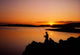 Angler At Sunset, Roaring Water Bay, Co Cork, Ireland Wall Mural