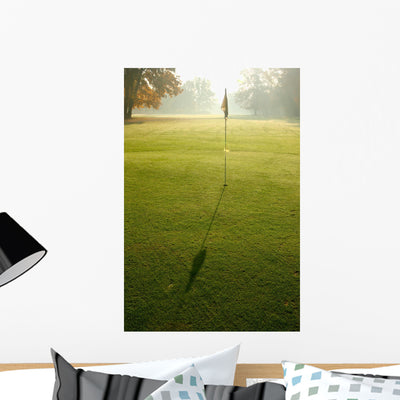 Morning Golf Course Wall Mural shown on a wall
