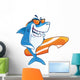 Smiling Shark Surfer Cartoon Wall Decal